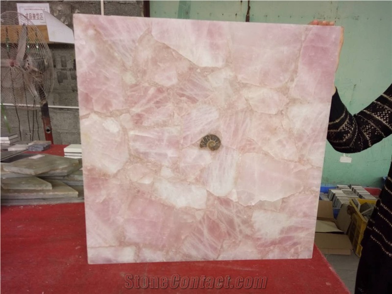 Pink Crystal Semiprecious Stone Table Top