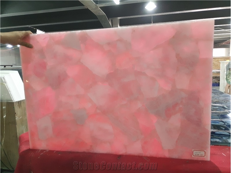 Pink Crystal Semiprecious Stone Table Top