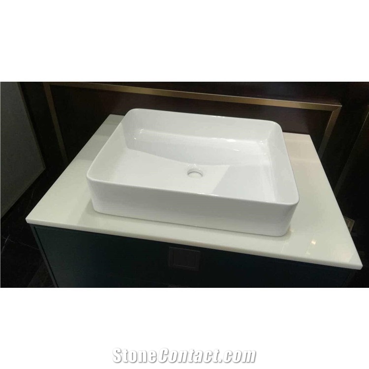 Pure White Nano Crystallized Glass Stone for Basin
