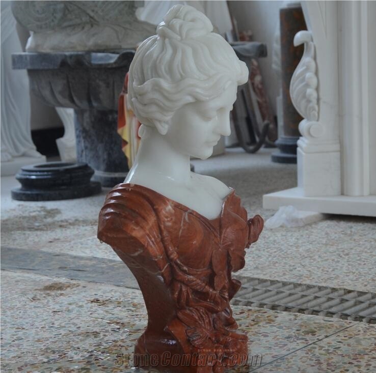 Red White Marble Western Figure Bust Head Statues