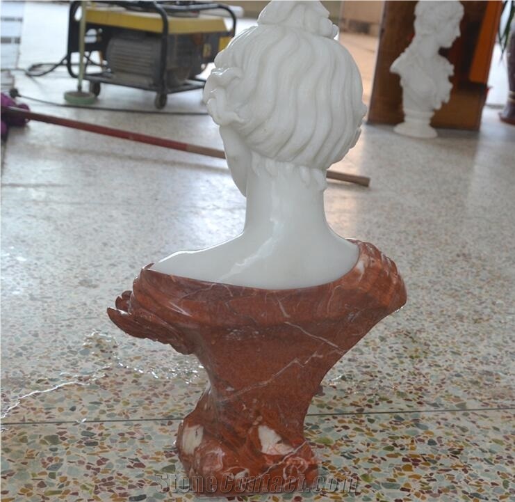 Red White Marble Western Figure Bust Head Statues
