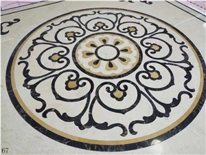 Round Marble Waterjet Pattern Floor Bobby Use