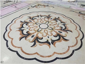 Round Marble Waterjet Pattern Floor Bobby Use