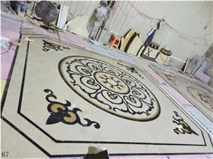 Round Marble Waterjet Pattern Floor Bobby Use