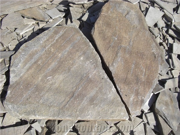 Rusty Yellow Slate Flagstone for Wall Tile, Landscaping Stone, Flagstone