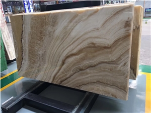 Turkey Gold Onyx Slab Wall Floor Tiles Book Match