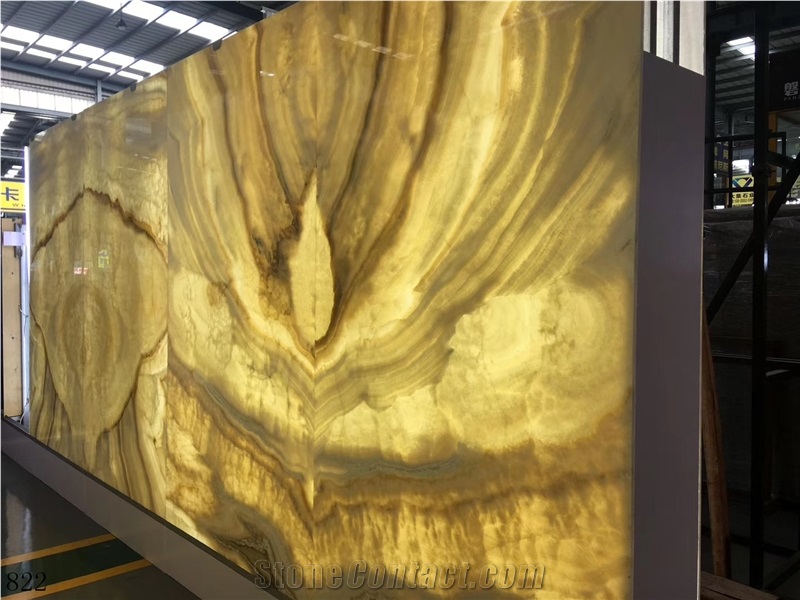 Turkey Gold Onyx Slab Wall Floor Tiles Book Match
