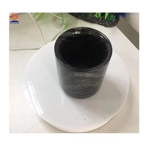Unique Ancient Tree Black Marble Stone Candle Jar