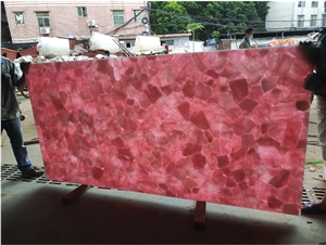 Wholesale Backlit Pink Crystal Gemstone Slabs