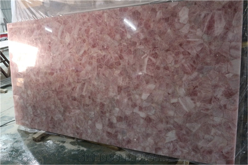 Wholesale Backlit Pink Crystal Gemstone Slabs