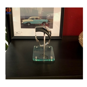 White and Black Marble Watch Stand with Metal Rod