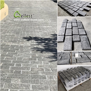G684 Black Basalt Granite Cobble on Meshed Mats