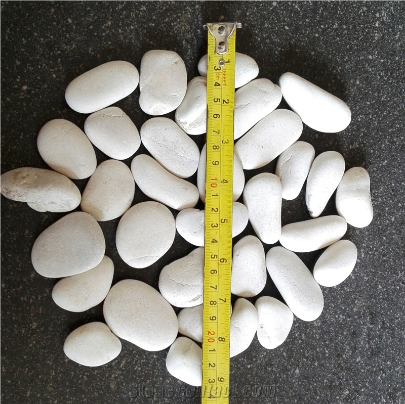 Natural White Pebble Flat, Loose Indonesia Pebble