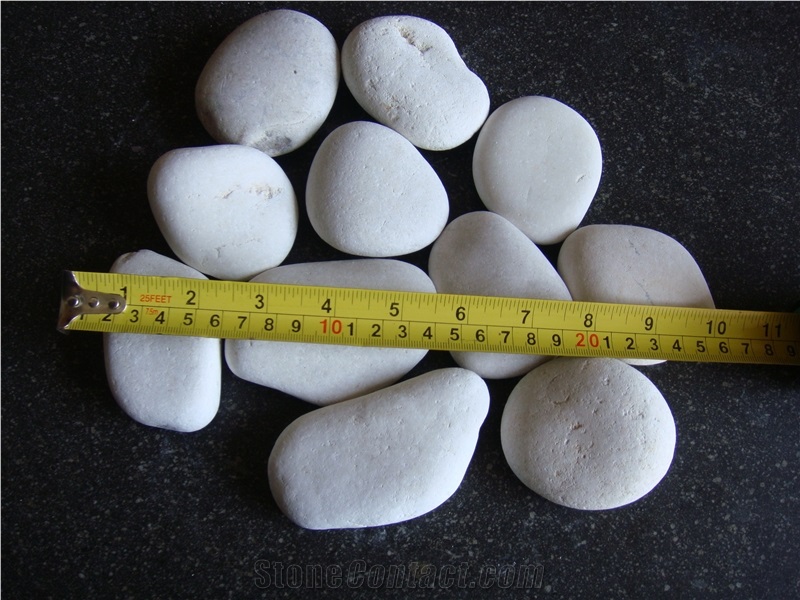 Natural White Pebble Flat, Loose Indonesia Pebble