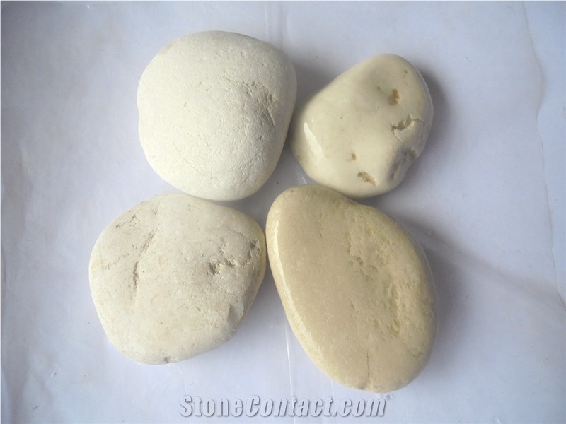 Natural White Pebble Flat, Loose Indonesia Pebble