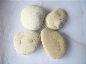 Natural White Pebble Flat, Loose Indonesia Pebble