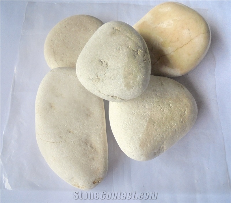 Natural White Pebble Flat, Loose Indonesia Pebble