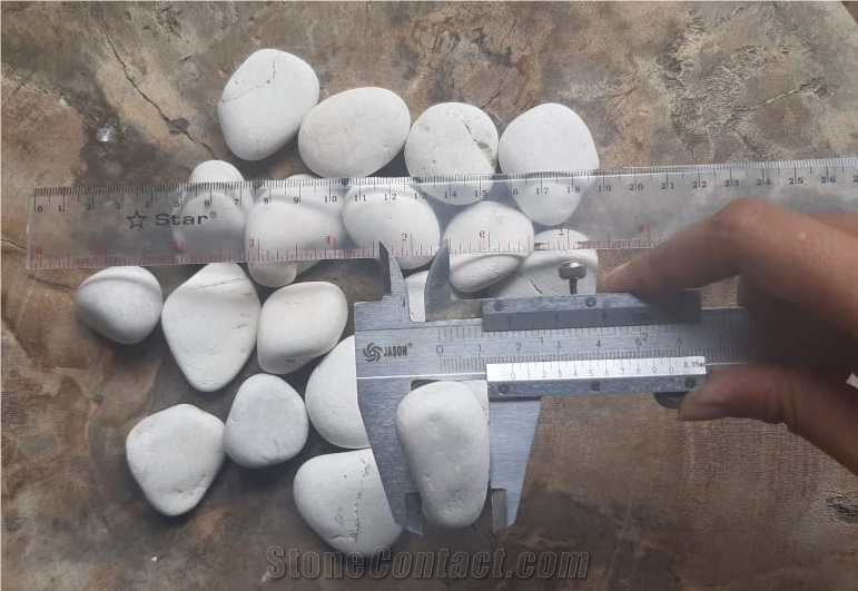 Natural White Pebble Flat, Loose Indonesia Pebble