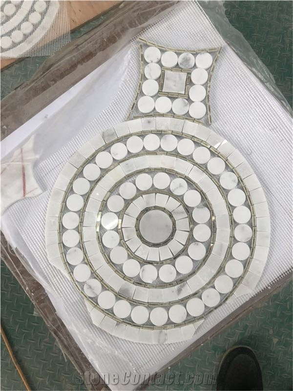Bianco Carrara White,Mixed Glass Mosaics