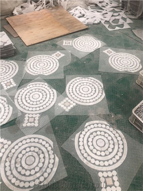 Bianco Carrara White,Mixed Glass Mosaics