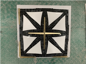 Greek Thassos,Nero Marquina, Mixed Brass Metal Pattern