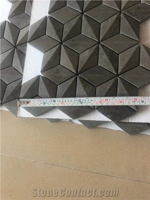 Tunisian Gray 3d Split Brick Marble Mosaics