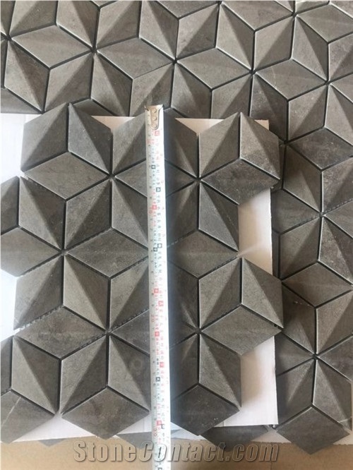 Tunisian Gray 3d Split Brick Marble Mosaics