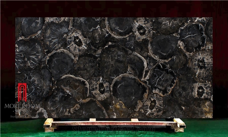 Fossil Wood Black Petrified Wood Slab for Table Top
