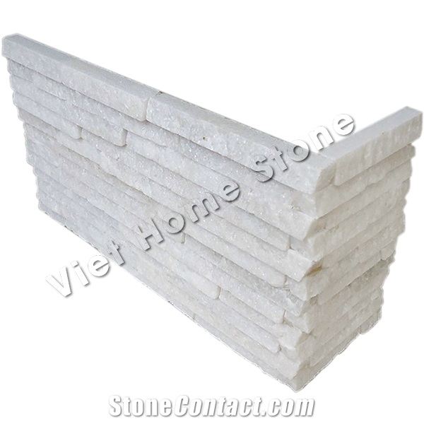Coner Crystall White Marble Stacked Stone