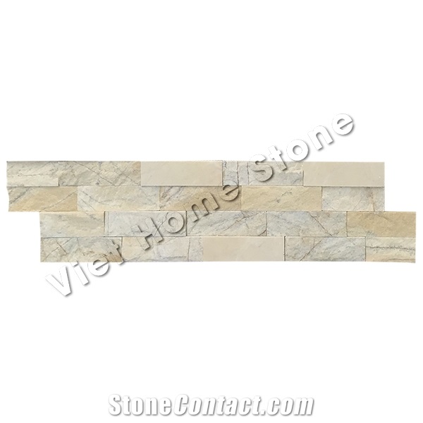 Mixed Chip Honed Yellow Marble Wall Cladding Veneer