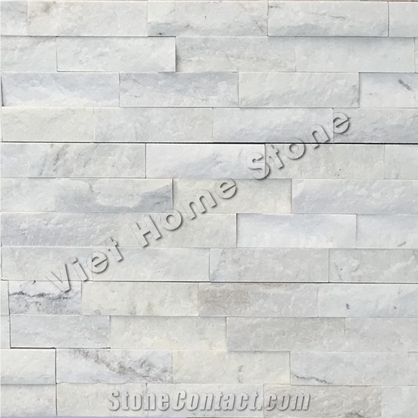 Mixed Chips Milky White Marble Wall Cladding Stone Veneer