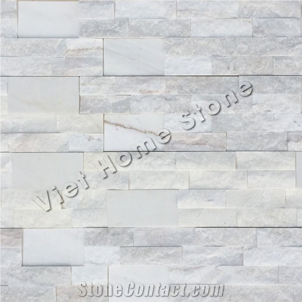 Mixed Chips Milky White Marble Wall Cladding Stone Veneer