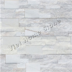 Mixed Chips Milky White Marble Wall Cladding Stone Veneer