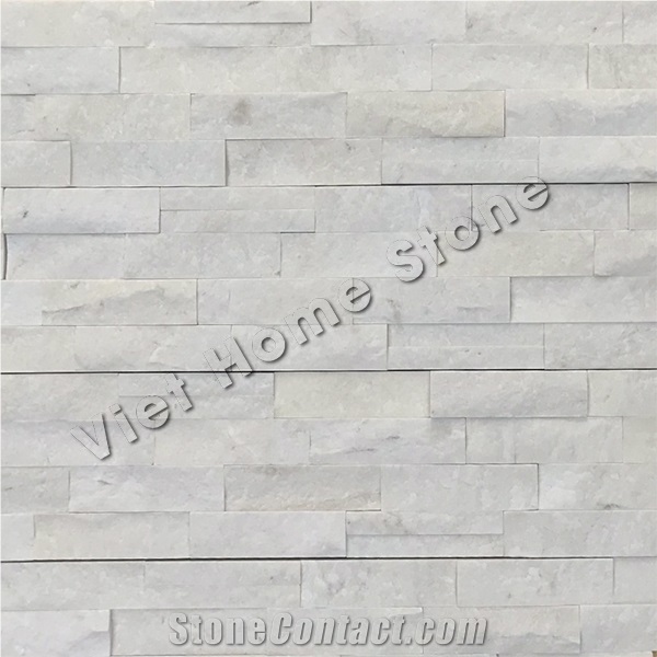Mixed Chips Milky White Marble Wall Cladding Stone Veneer