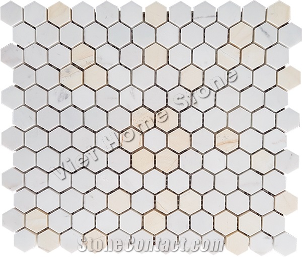 Polished Hexagon Mosaic Bathroom