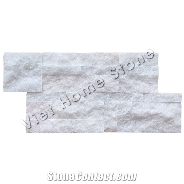Split Crystal White Stacked Stone Panel