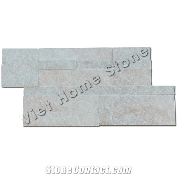 Split Crystal White Stacked Stone Panel