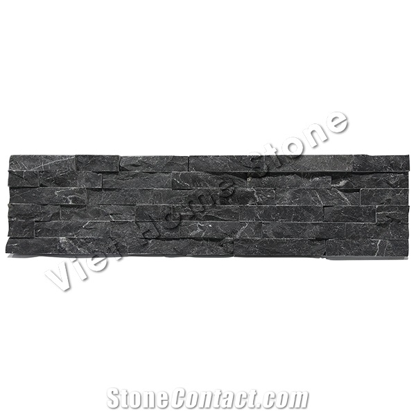 Vietnam Split Pure Black Marble Wall Panel