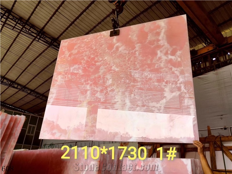 Afghan Pink Onyx Slab for Wall Cladding