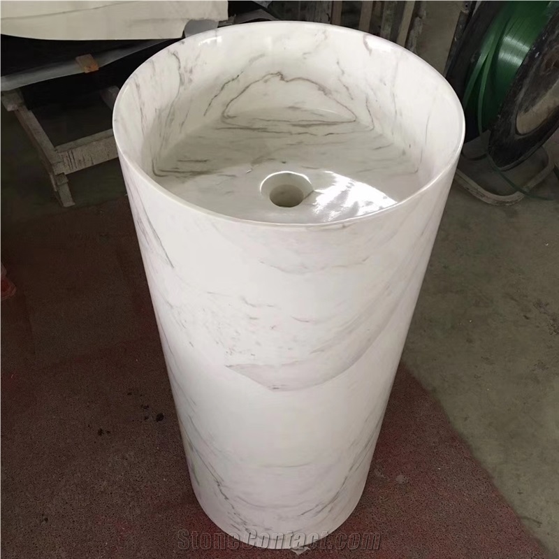 Bianco Carrara One Piece Outdoor Stone Wash Basins