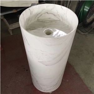 Bianco Carrara One Piece Outdoor Stone Wash Basins