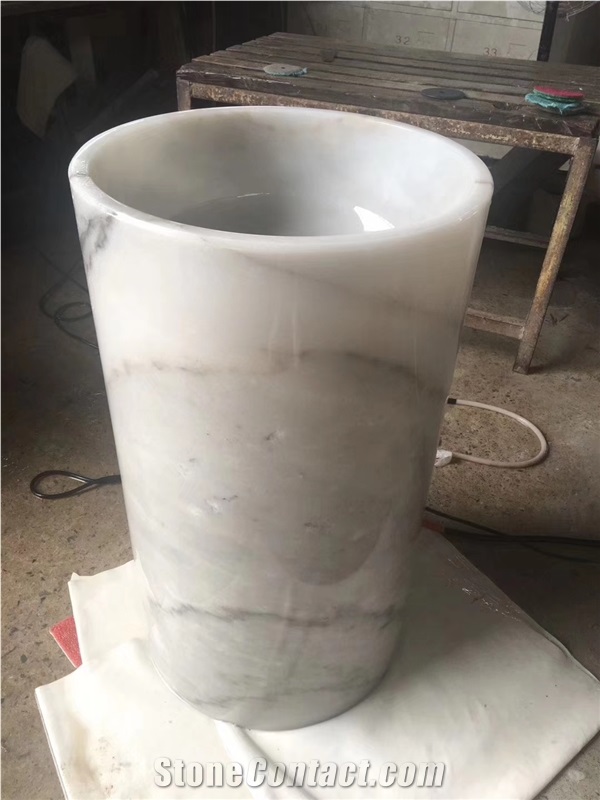 Bianco Carrara One Piece Outdoor Stone Wash Basins