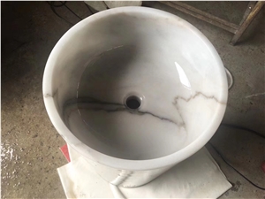 Bianco Carrara One Piece Outdoor Stone Wash Basins