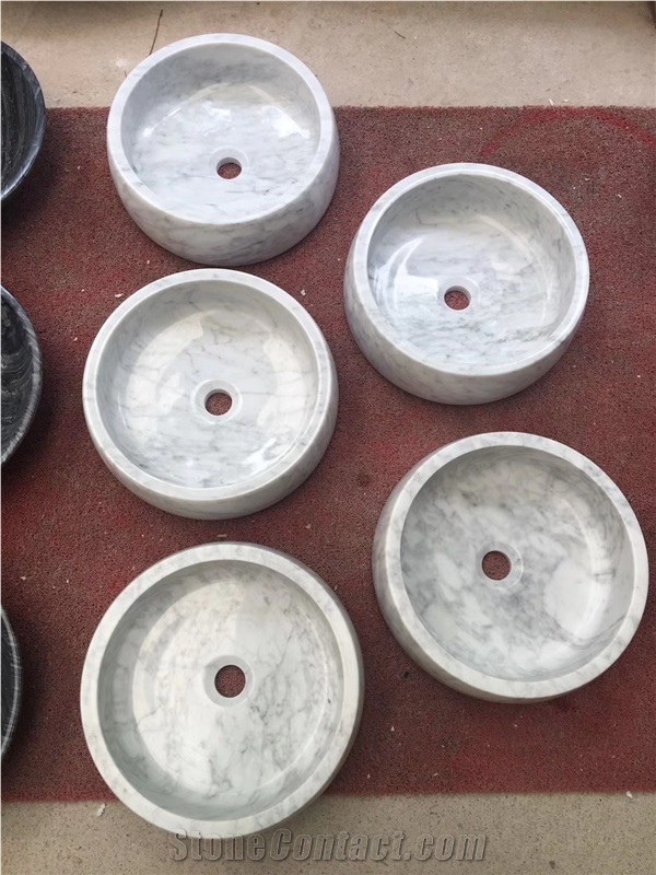Bianco Venato White Art Shaped Marble Stone Sinks