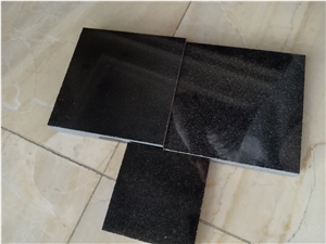 China Hebei Pure Black Polished Granite Floor Tile