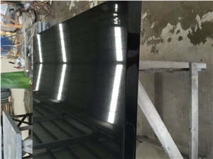 China Hebei Pure Black Polished Granite Floor Tile