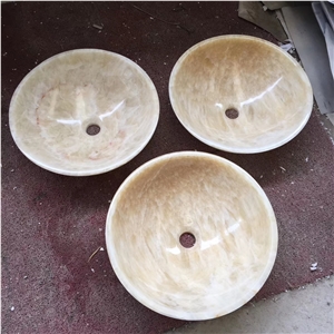 China Resin Yellow Onyx Basins Shop Hotel Sinks