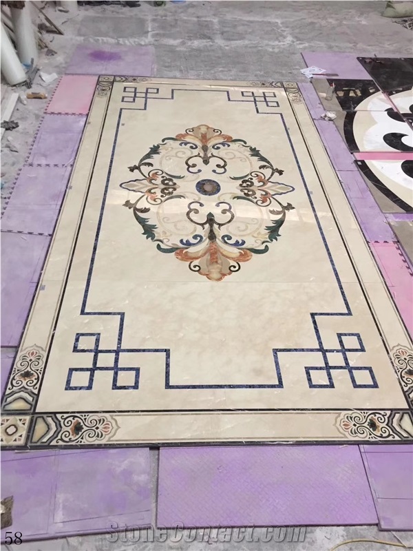 Custom Mosaic Water Jet Marble Room Floor Tiles