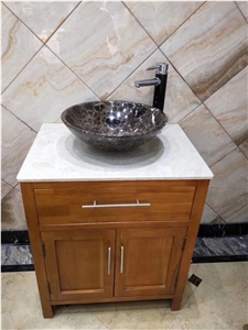 Dark Emperador Brown Marble Round Office Sinks