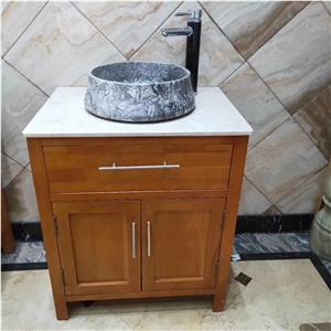 Dark Grey Vileplume Marble Bathroom Round Sinks